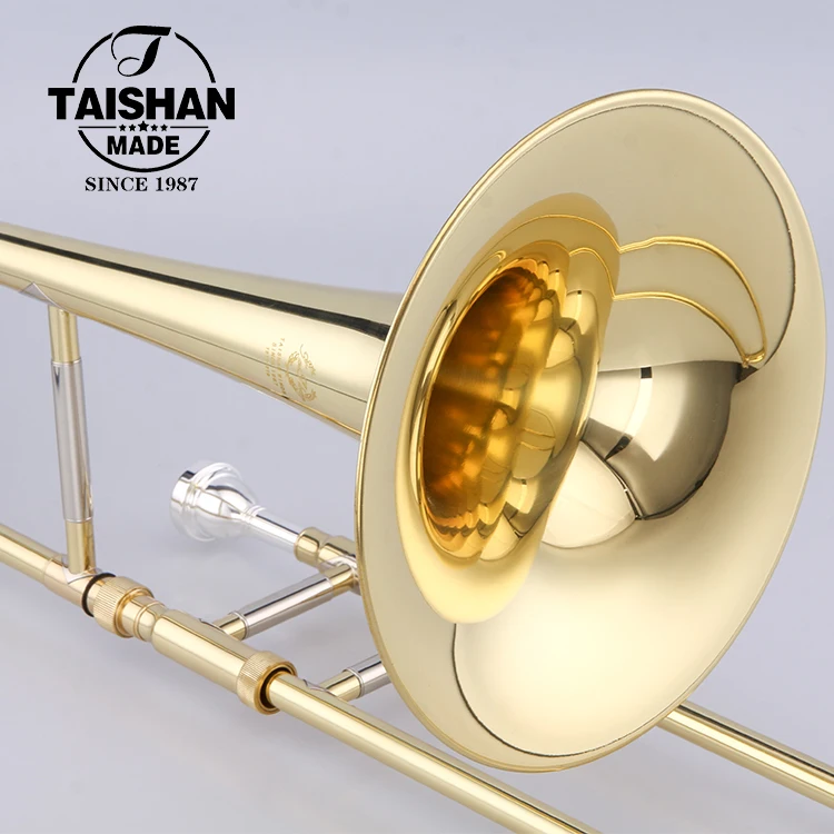 
Popular bB tone Gold Lacquer Tenor Trombone With Brass Bell 