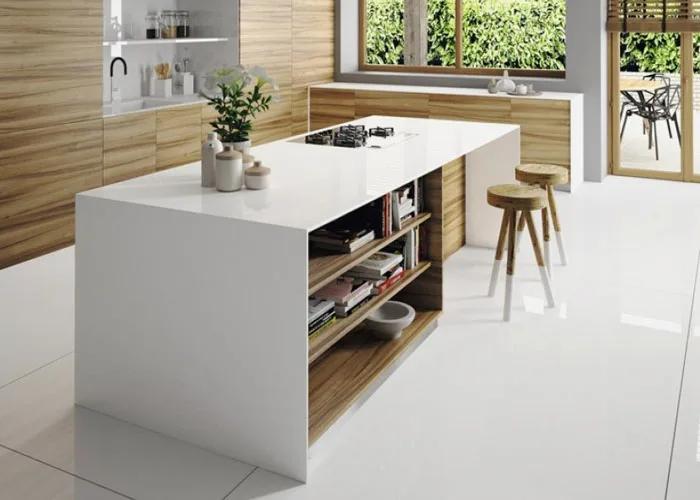 kitchen work top with nano crystal glass