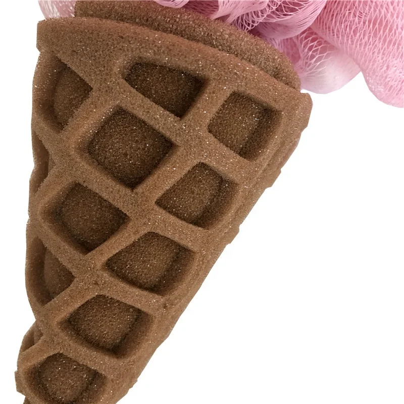 China supplier wholesale Ice cream cone shape bath sponge bath shower puff wash sponge