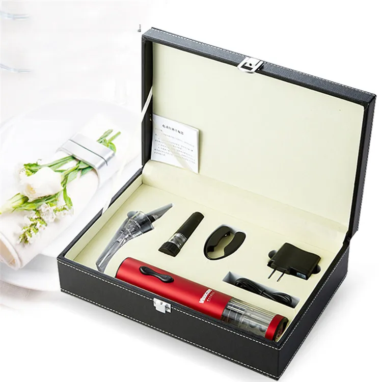 HUIJUE cheapest wholesale wine gift set with leather case
