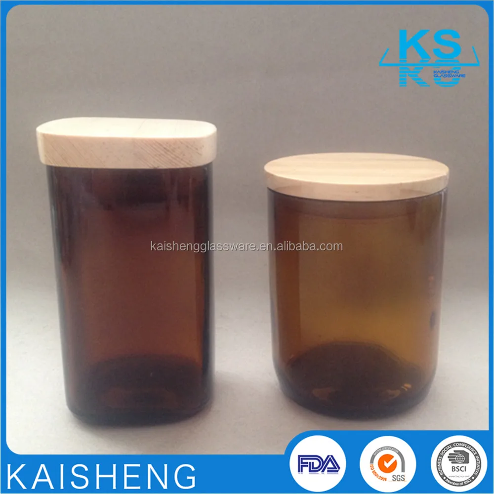 
Wholesale recycled wine glass geo cut amber jars for candles 