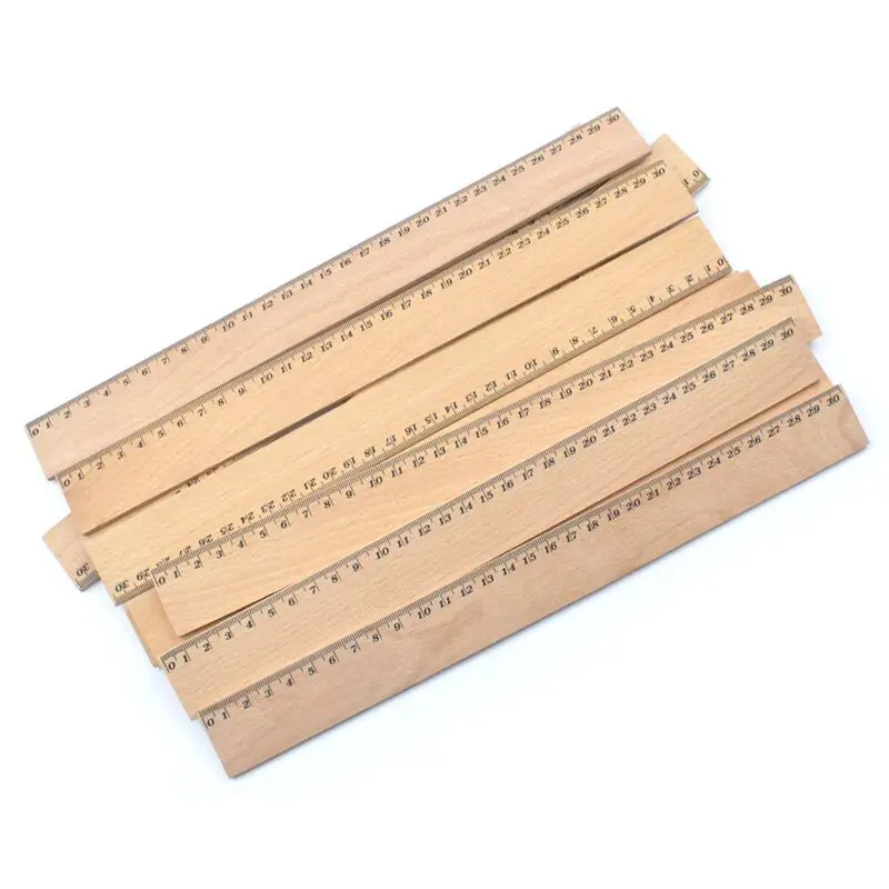 Wooden Ruler Tailor Rulers OEM Arts & Crafts Natural Color Beech Wood  30cm Ruler