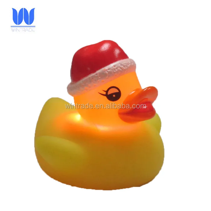 Merry Christmas Santa Claus Flash Rubber Duck LED Bath Toy