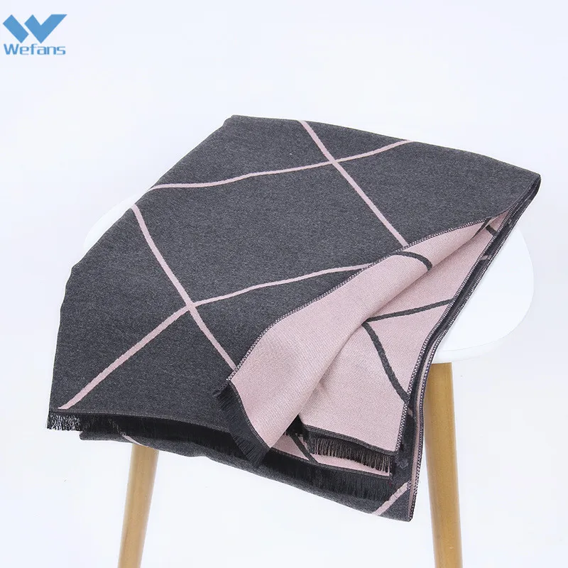 
Wefans China manufacturers weave Diamond pattern plaid pashmina shawl scarf 100% cashmere scarf 