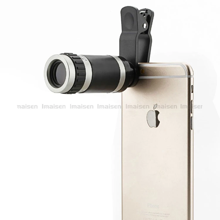8x Zoom Mobile Monocular Telescope Camera Lens Night Vision Mini Universal Optical Clip Telephoto Black for Phone Accessories
