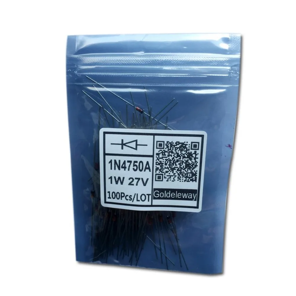 Стабилитроны 1N4750A 1 Вт 27 В 1N4750 Одноместный 5% 2-контактный DO-41