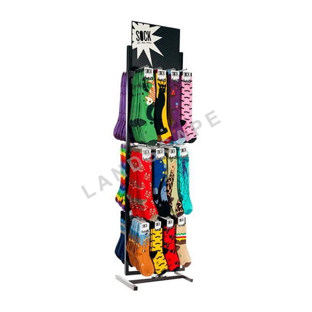 Customizable Store Display Stand For Socks / Double Sides Wall Hanging Sock Display Rack / Two Sides Floor Metal Display Factory