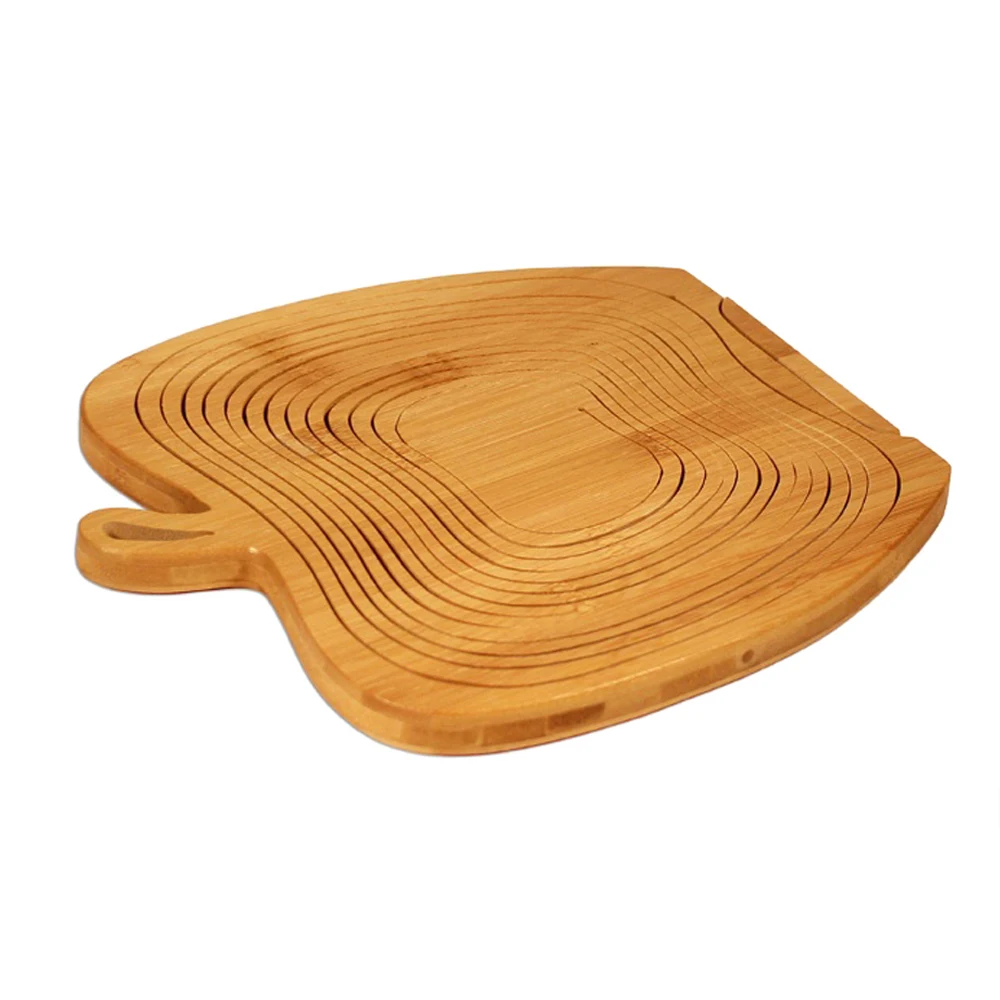 Foldable Fruit Bowl Basket and Bamboo Cutting Board Multifunctional Bamboo Fruit Storage Basket