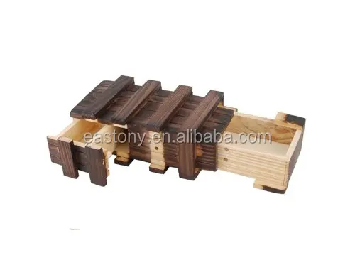 Eastommy Magic Wooden Box with Extra Secure Secret Drawer,Magic Compartment Wooden Puzzle Box with Secret Drawer Brain Teaser