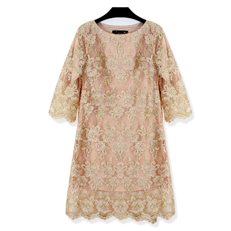 
F30078A horizontal collar lace office dress 3/4 sleevele career dress 