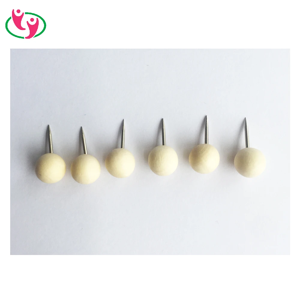 Quality Round Head Wooden Thumb Tack Map Push Pins for School and Office Use