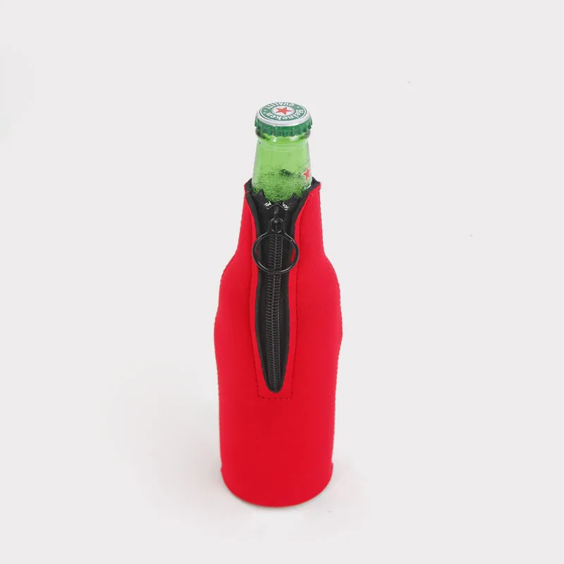 2023 Wholesales logo print Neoprene Water Can Tube Holder Zipper Beer Bottle Cooler