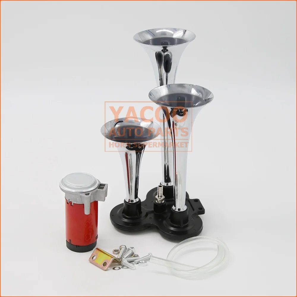 12v 24v Three Trumpets Loud Small Truck Bus Horn Speaker Manufacturers Air Horn by Pump Set Compressor Pressure