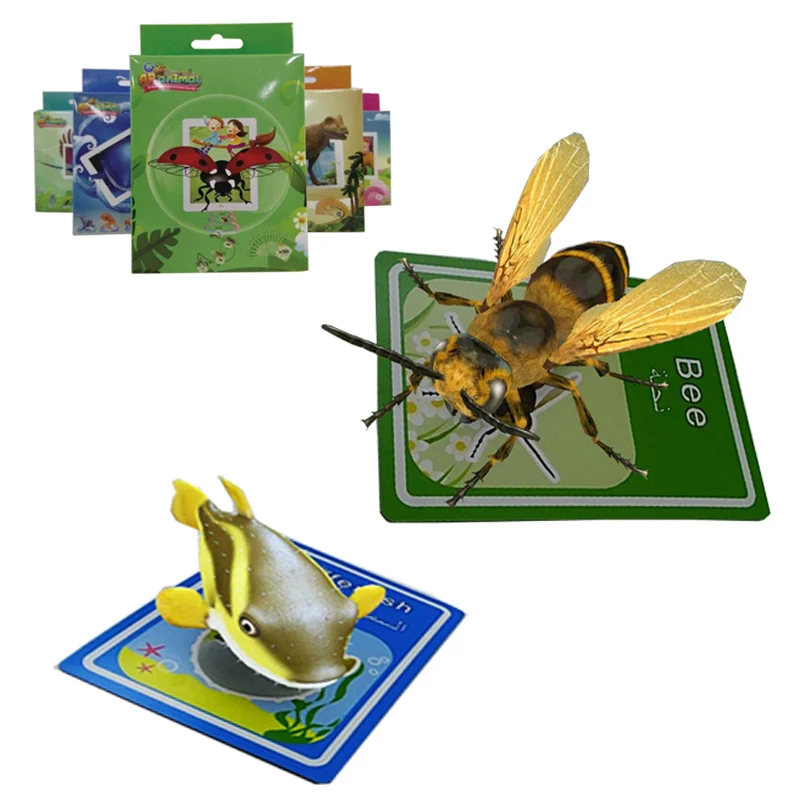 New Toys 2021  Augmented Reality  educational toys  tool poker card 4D animal card game 4D flashcards for children