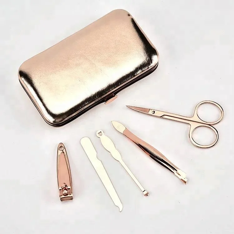 Stainless steel compactly mini size black manicure pedicure kit travel 7pcs nail care cutter tools gift set