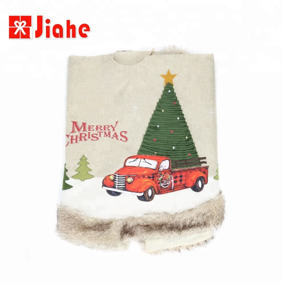 Christmas Linen Tree Skirt Decoration Guangzhou Wholesale Market Decoration Supplies Elk Navidad Gift