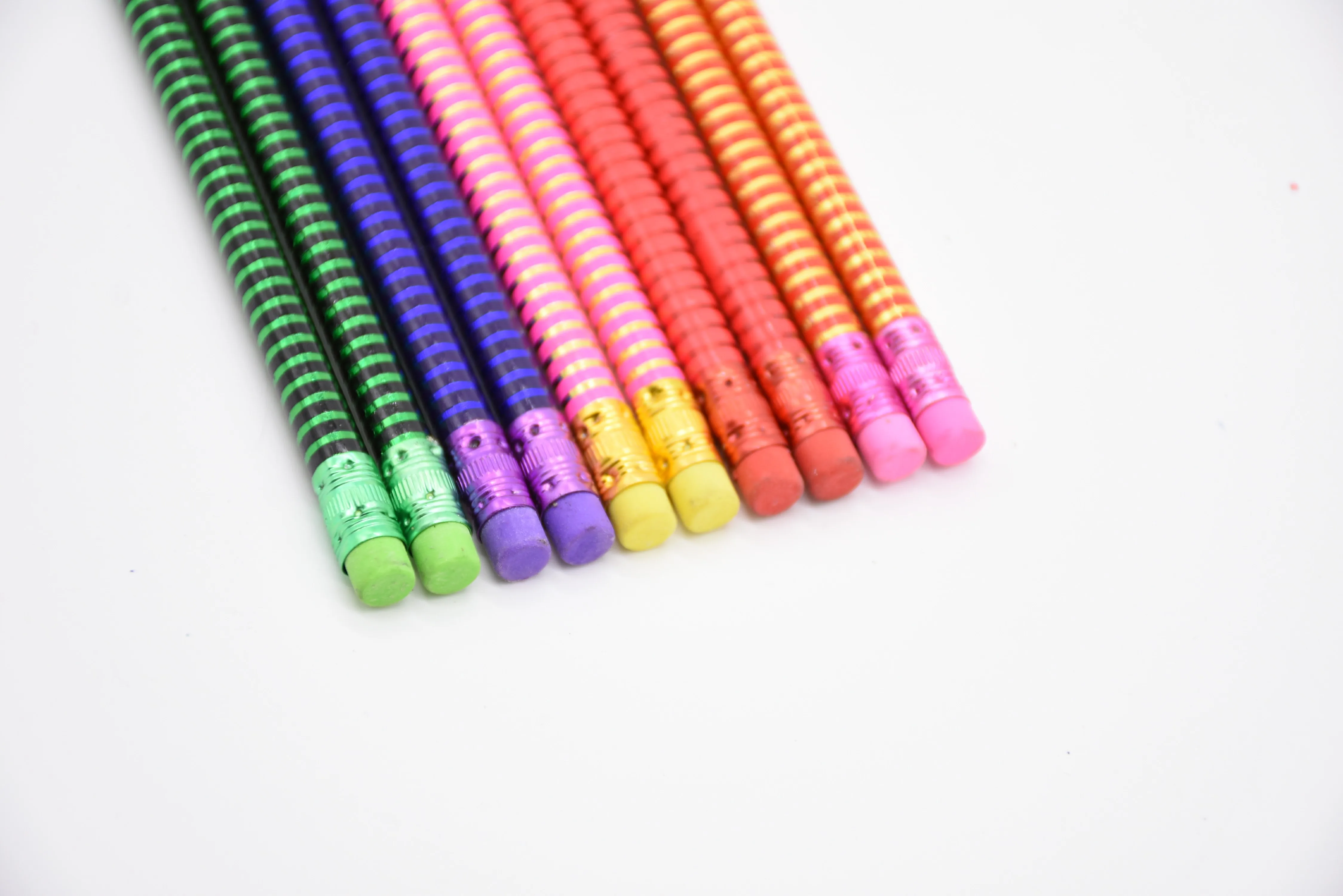 
Hot sale natural wood 2B striped pencil for students with eraser 