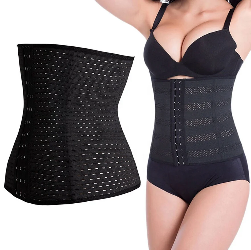 Affordable Best Adjustable Slim Steel Bone Workout Black Latex Corset Waist Trainer Cincher Shaper Vest