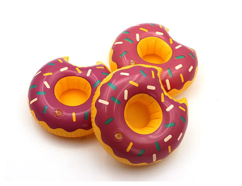 Inflatable Drink Cup Holders Mini Doughnut Cup Stand Floating Beach DIY Party Decoration Coasters Swimming Floating Toy