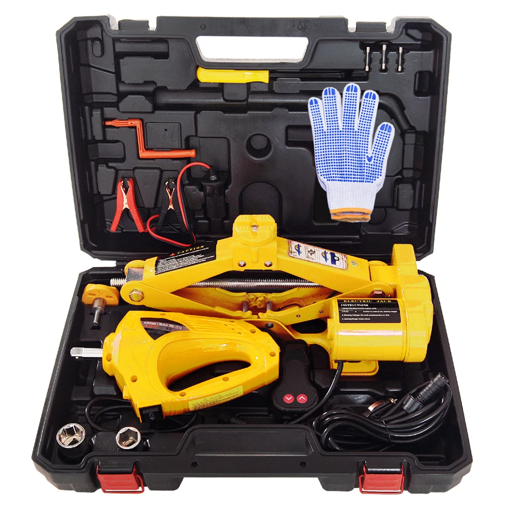 China wholesale websites best trolley electronic 12v dc car 2T 42CM scissor jack & Electric wrench suit