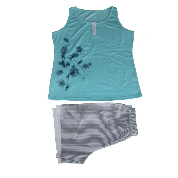 
Factory wholesale custom ladies pyjamas big sizes sleep tops and sleep bottoms 