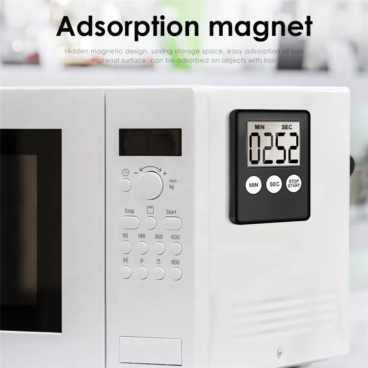 LCD Digital Screen Kitchen Timer Square Cooking Count Up Countdown Alarm Clock With Magnet