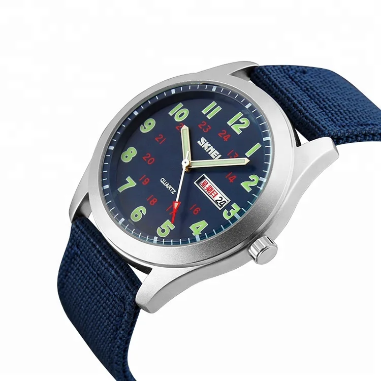 high quality skmei 9112 nylon band 5atm water resistant quartz watch