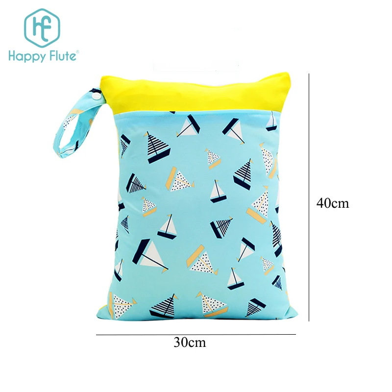 Happyflute Double Zipper Pockets Waterproof Baby Dry Wet Bag Reusable Wet Bag Diaper