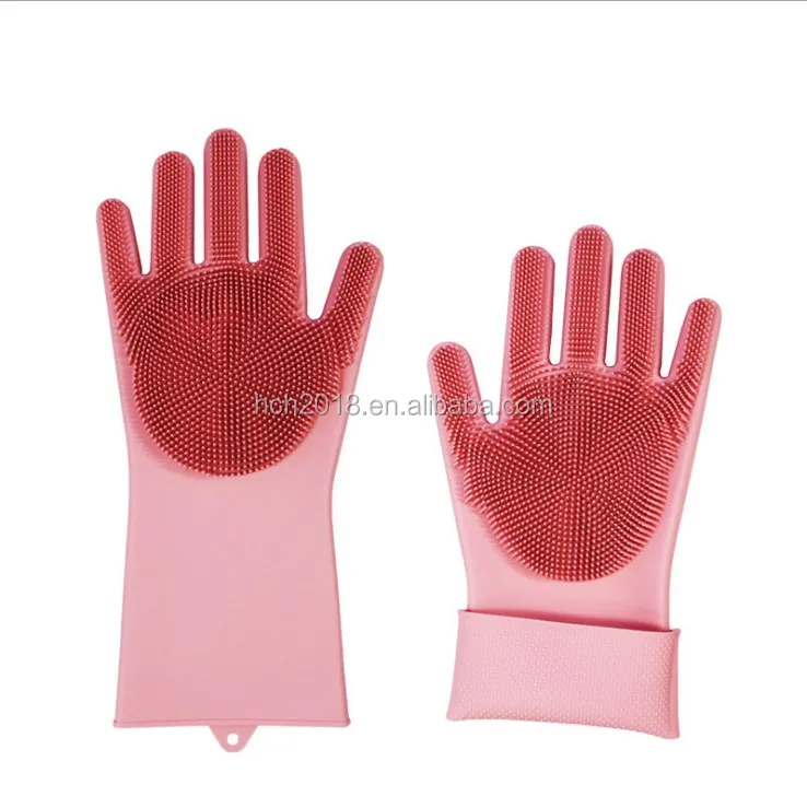 pink design  washing brush magic silicone glove