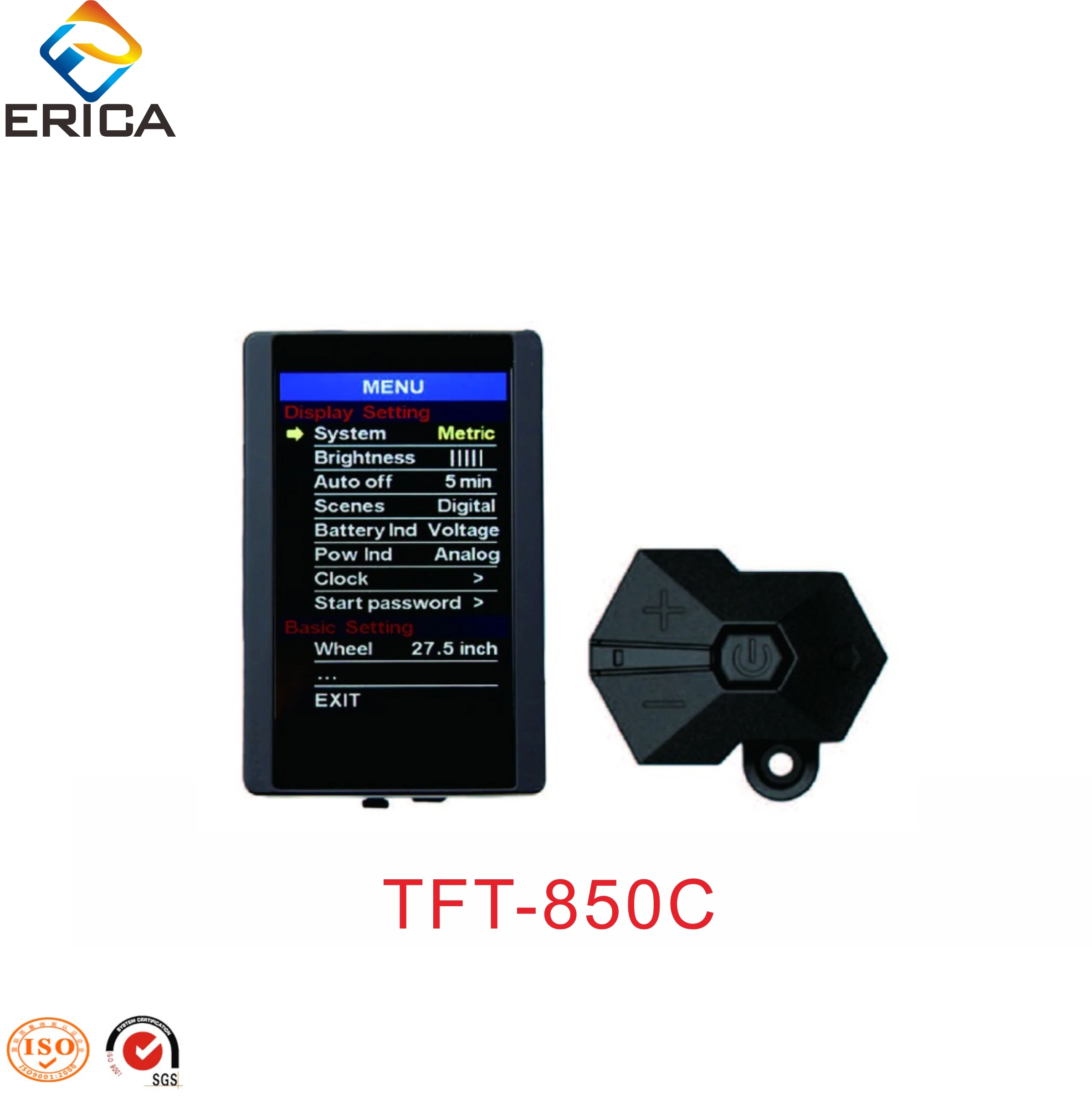 Newest Electric Bicycle Parts 25.4mm Diameter CAN-BUS/UART Electric Bike Square TFT LCD Speed Display