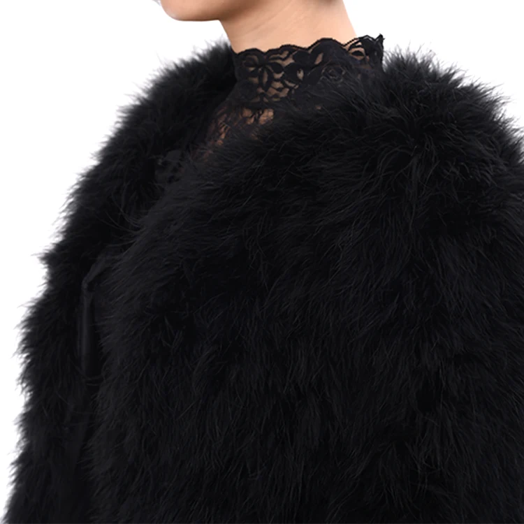 Fashion Styles Real Feather Jacket for Women Trendy Style Thick Turkey Fur Coat