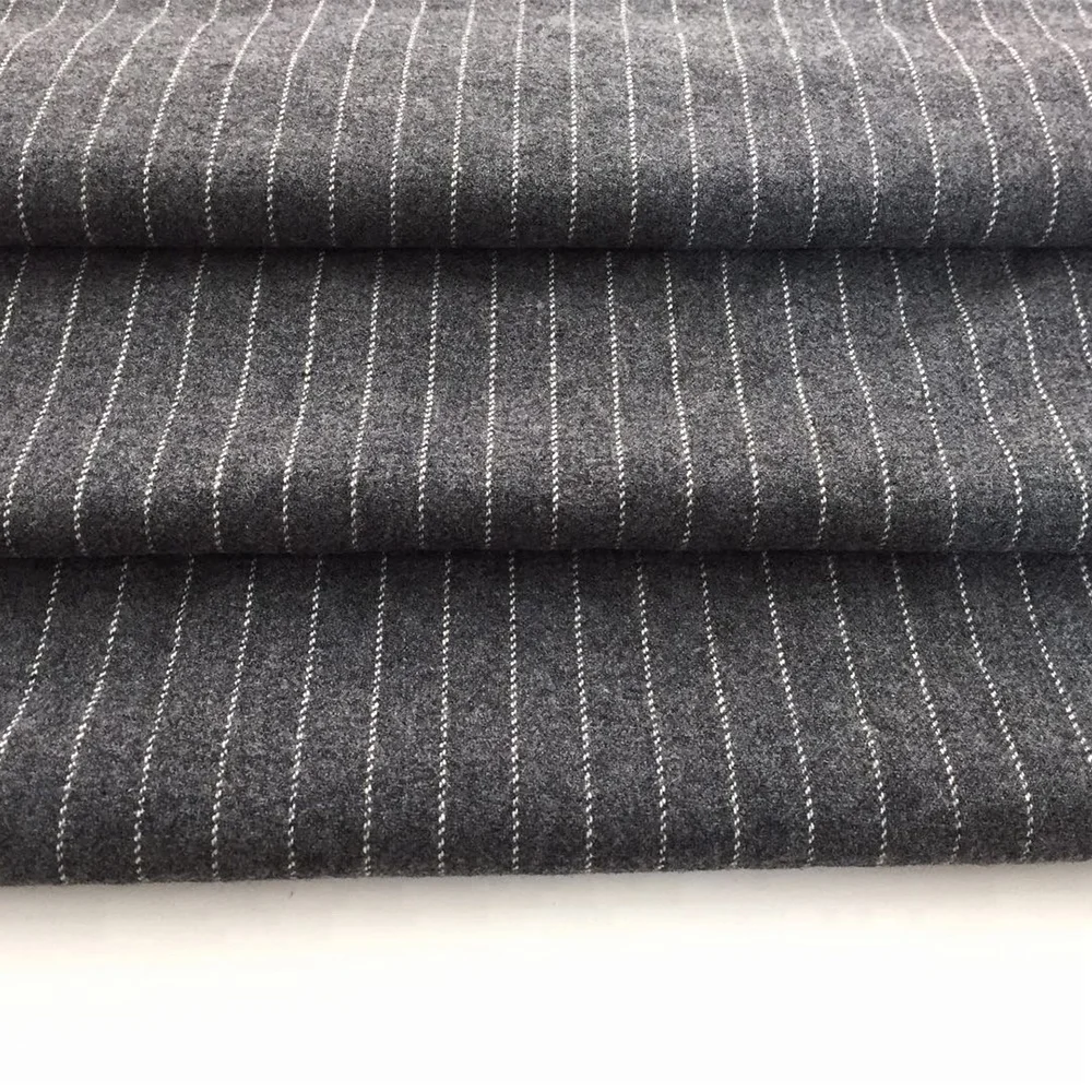 
Wool woven Stripe flannel melton fabric for shirt 