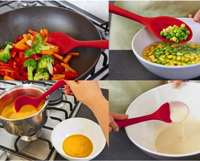 wholesale food grade silicone kitchen utensil set with box accept logo 10 piece black red silicone kitchen utensil