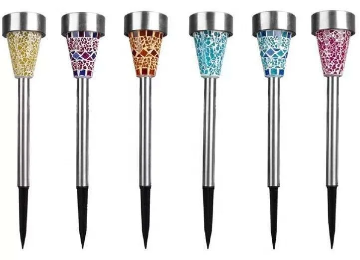 3 Pack Mosaic Solar Powered Stake Lights  Solar Outdoor Garden Light