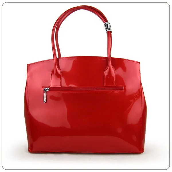 Wholesale women brand name designer red shinny pu leather handbag with sexy design