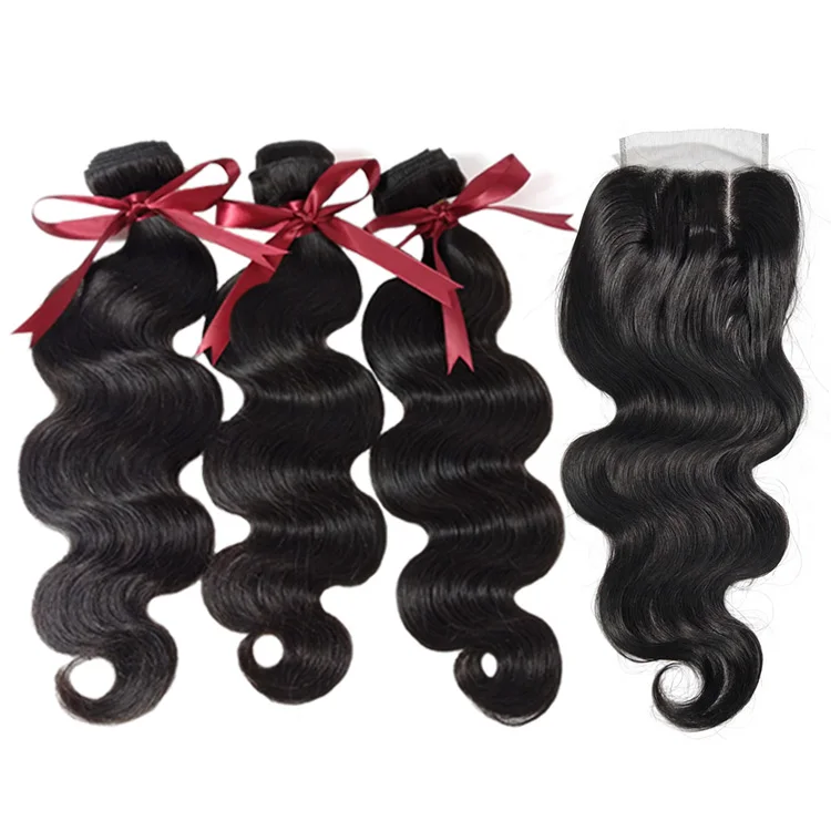 wholesale natural virgin closure and bundle human hair weave bundles with closure