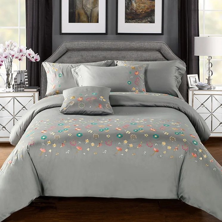 
Madison Park King Size Quilt 100% cotton Bedding Set - Aqua, White, Leaf Embroider, 4 Piece duvet & pillowcases&flat sheet 