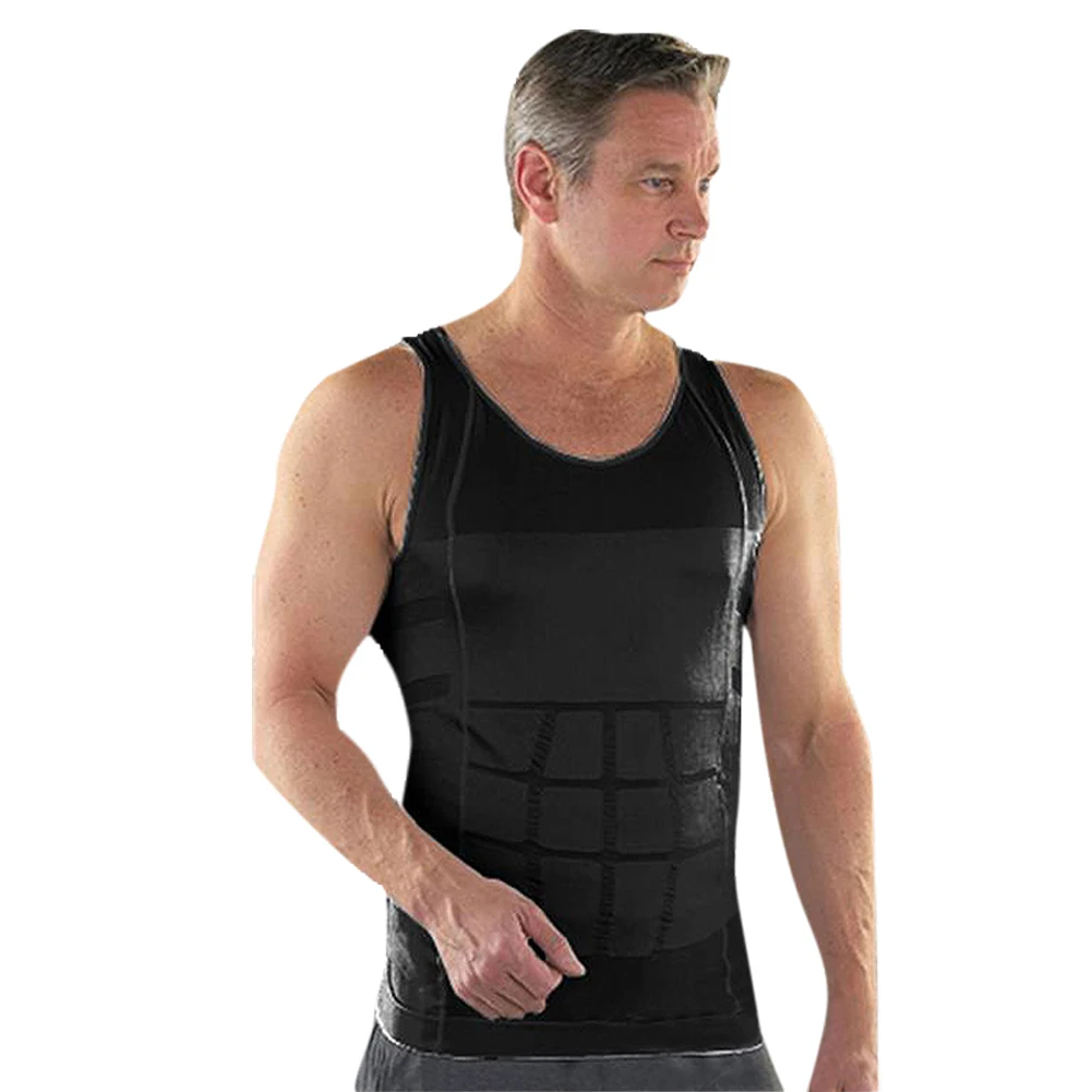 
Custom Logo Mens Black Sleeveless High Compression Tummy Slimming Shirt Body Shaper Vest 