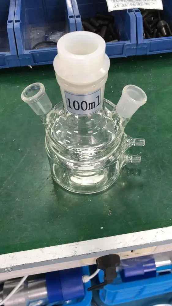 Закрытый двухслойный реактор объемом 500 мл обтянутый стакан для ультразвукового гомогенизатора