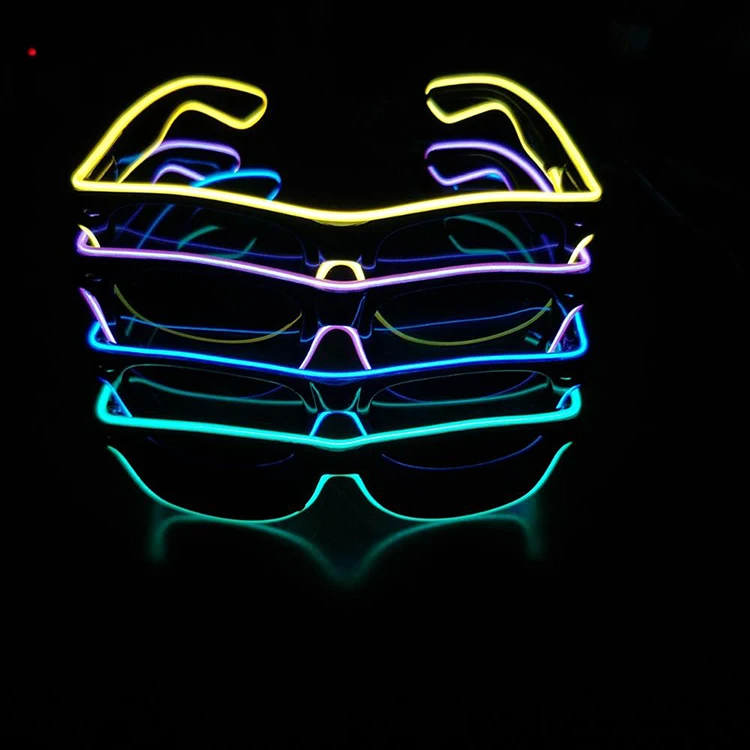 2021 Hot Sale Fashionable Light Up El Sunglasses/ Flashing El Wire Glasses For Christmas Gift