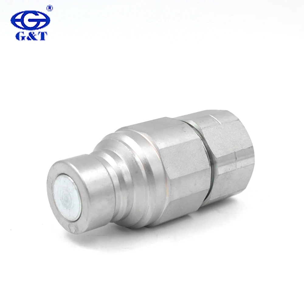 1/2 inch BSP NPT 5000 PSI carbon steel ISO 16028 flat face hydraulic quick coupler for skid steer snow blower and tractor