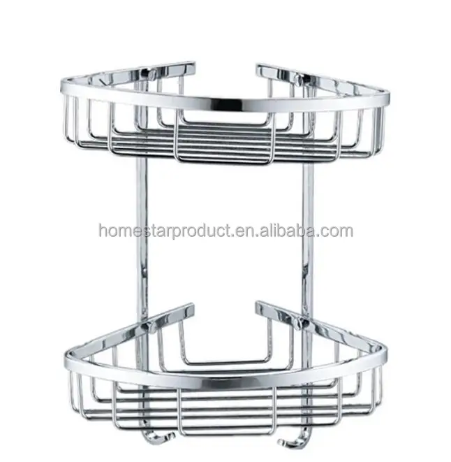 
2 tiers corner shower basket brushed stainless steel finish 