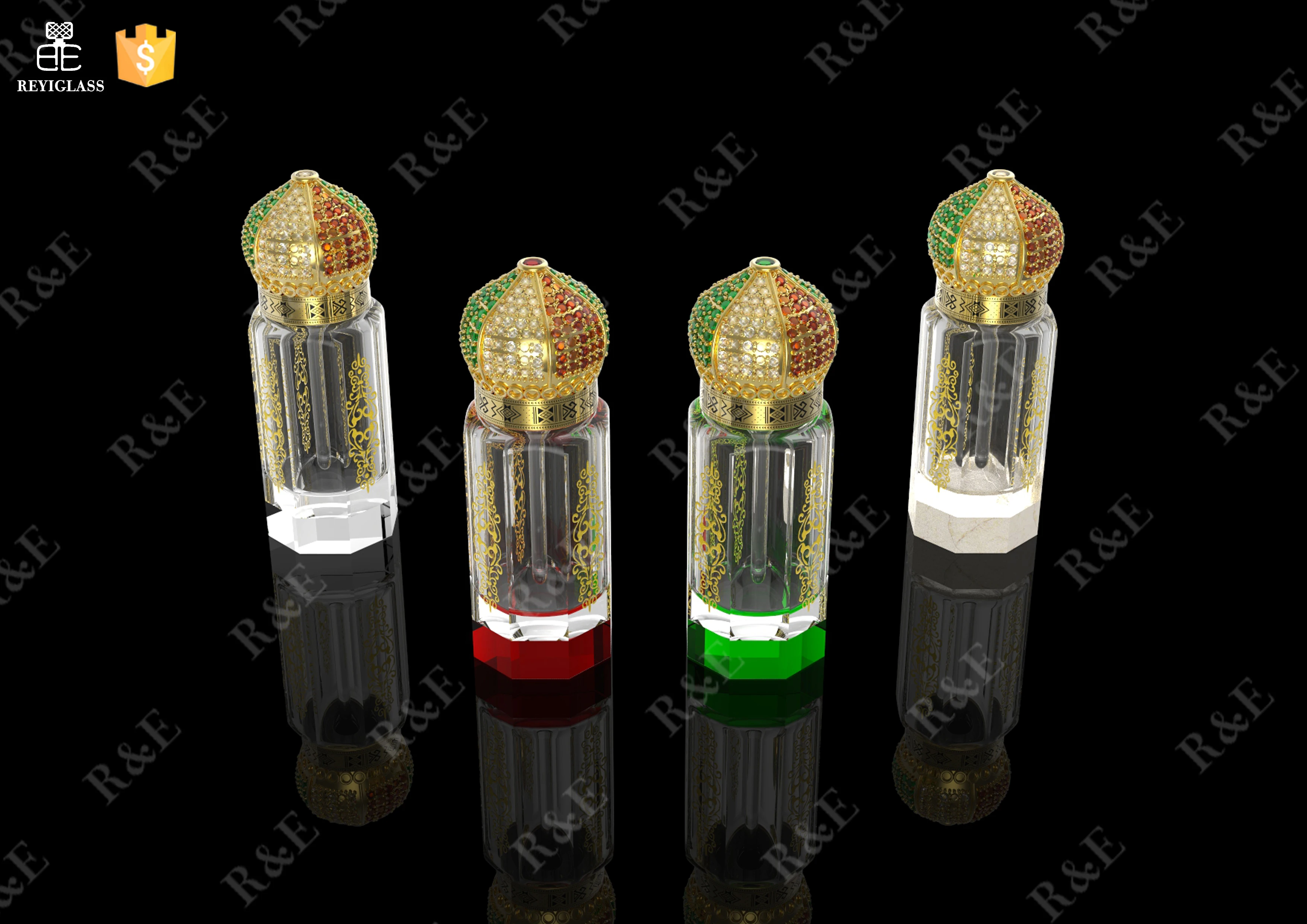 2021 Arabic glass attar bottles with handmade luxury jewelry caps