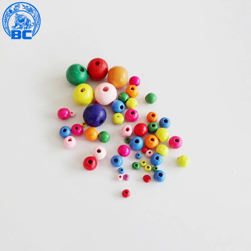 
Hot Sale Colorful DIY Small Craft Unfinished Round Natural Wooden Beads 