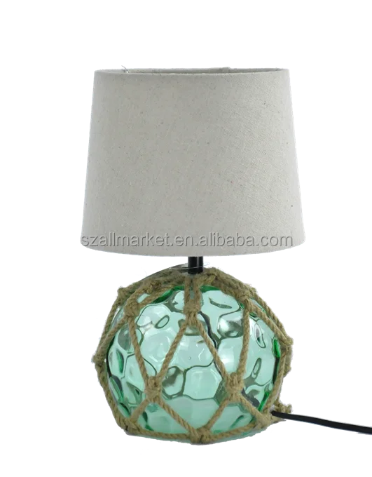 Home decor fashion  rope glass base linen shade desk lamp
