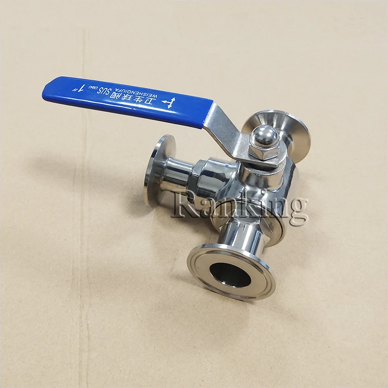 high quality 1 inch stainless steel 304 sanitary three way quick clamp ball valve