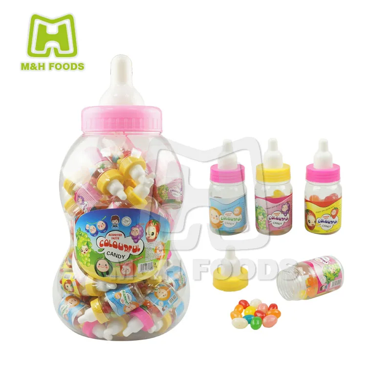 Plastic Bottle Shape like a Milk Bottles with Color Chewy Jelly Beans Gummy Candy