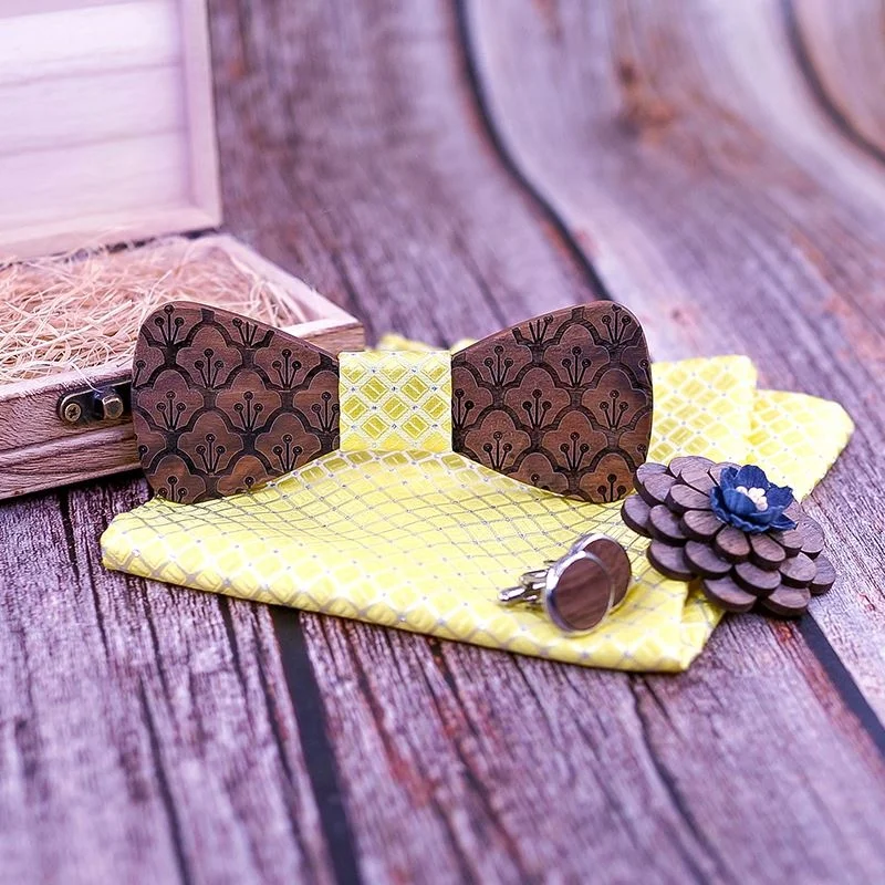 
New Fashion Hollow Wood Bow Ties for Men Wedding Suits Wooden Bow Tie Butterfly Shape Bowknots Gravatas Slim Cravat 