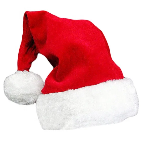 Fashion Cheap Plush Christmas Cap Santa Claus Hat With PomPom Wholesale Handmade Custom LOGO Soft Toy Christmas Hat Headband