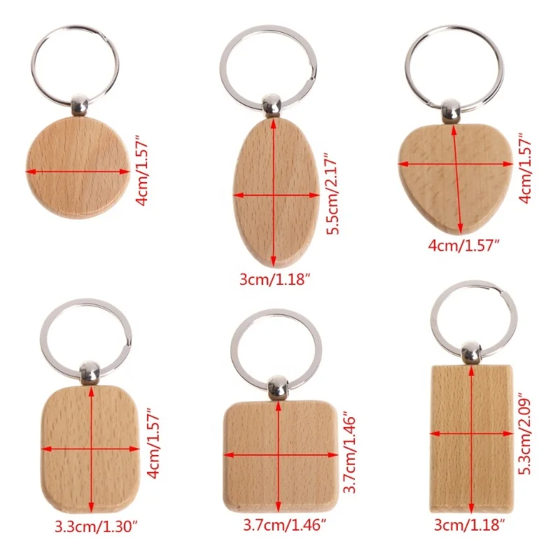 Wholesale Design Cheap Wood Printed Engraved Custom Logo Keychain